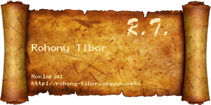 Rohony Tibor névjegykártya